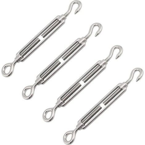 Cable Tensioner, M4 Turnbuckle, Stainless Steel Cable Tensioner, 4 Pcs Steel Cable Tensioner, Cable Tensioner, Cable Tensioner, Stainless Steel Tensioner, Steel Tensioner, Screw Tensioner, Stainless S (1/4)