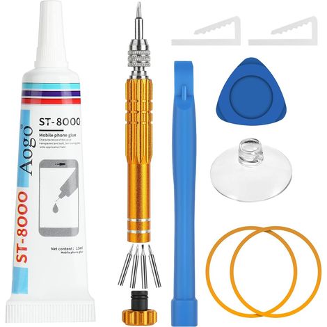 Colle Ecran Smartphone, Colle pour Écrans de Téléphones Portables Glue Transparent Multifonction Convient avec des Outils de Réparation pour Smartphones Tablettes, 15ml+ 8 Accessoires (1/5)
