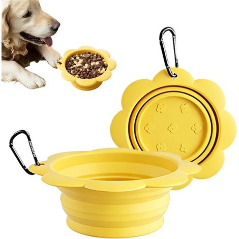 Collapsible Silicone Flower Design Bowl - 350ml BPA Free with Carabiner - Dishwasher Safe - Ideal for Travel with Dogs and Cats (1/5)