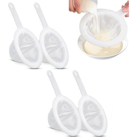Set di filtri da 4 pezzi, filtro in rete di nylon, filtro a 200 mesh, setaccio fine, setaccio da cucina per separare i residui, setaccio per yogurt, setaccio con manico per tè, succhi, caffè (1/5)