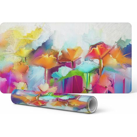Alfombrilla de escritorio antideslizante y duradera con estampado floral abstracto, 100x50 cm.