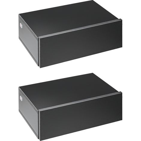 Set 2 Comodini Sospesi Moderni in Legno per Camera da Letto, 40x30x15cm, Nero