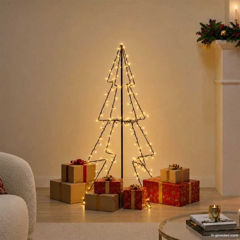 Sapin de Noël Cône Lumineux 160 LED Décoration Intérieur Extérieur Métal 78 x 120 cm - PANGIVO (1/4)