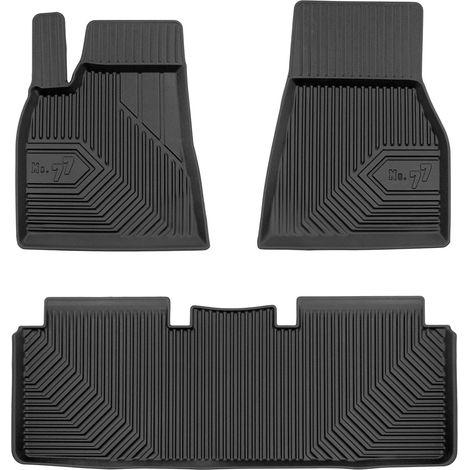 Tapis de Sol de Voiture No.77 pour Tesla Model S 2012-2021 Pre-FL TPE Noir 3Pcs (1/5)