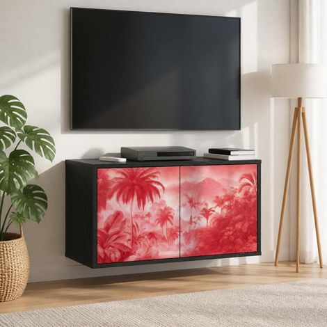 vidaXL Wall-mounted TV Cabinet AACHEN 69 x 33 x 40 cm Black Oak (1/5)