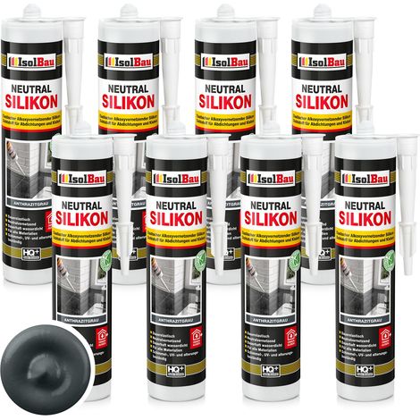 Neutralsilikon Naturstein Silikon Sanitär Marmor Inn/Auß 8 x 300ml Anthrazitgrau (1/5)