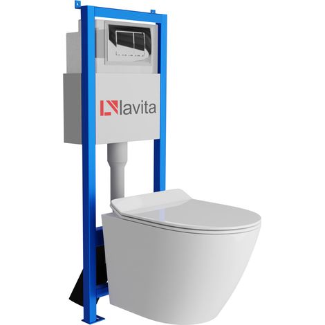 Bati support lavita lav 101 a 40 cm wc sogo slim sans bord plaque de commande lav 20012 chrome kit complet wc