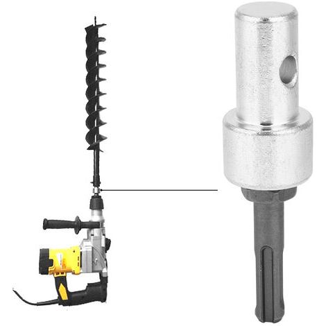 Adaptateur de tarière métallique pour perceuses sans fil SDS Plus – Compatible avec les tarières de mise à la terre – Pour les travaux de jardinage (1/5)