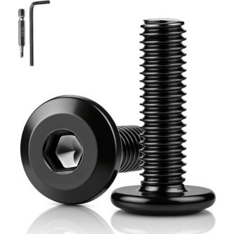 20 Pièces Vis M8 Tete Plate Noire Boulon M8x20 mm Vis Inox A2 V2A Hexagonales Boulon Noir Convient aux Machines et Manuelles avc Clés Allen et Drill Bit (1/5)