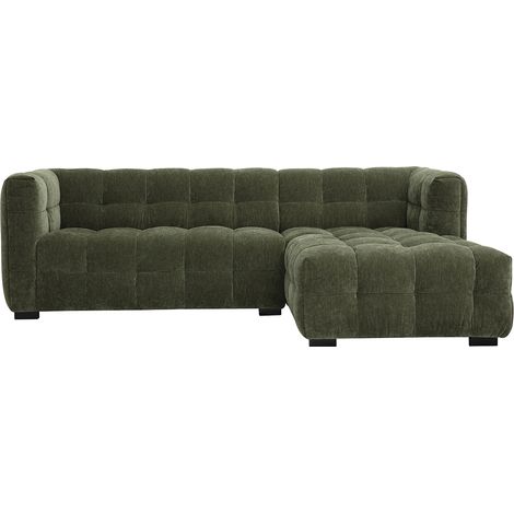 Design-Ecksofa rechts 3-Sitzer aus Samt-Effekt Stoff in Khakigrün CORTO