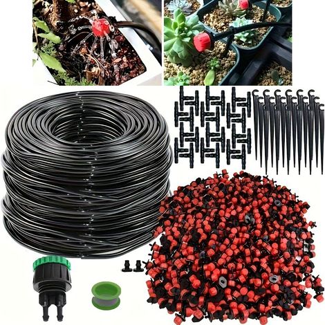 Système d'irrigation goutte à goutte 124 pièces avec tuyau d'arrosage de 30 m, kit d'arrosage automatique à économie d'eau pour jardin et pelouse (1/5)