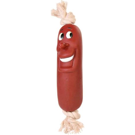 Jouet à mâcher pour chien en forme de saucisse avec ficelle, 11 cm