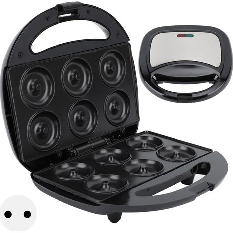 Machine à Donuts Mini, Antiadhésive, Contrôle Intelligent de Température, Chauffage Double Face, pour Gaufres et Crêpes, Prise UE 220V (1/5)