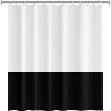 175x178cm Blanc Le Noir Rideau de Douche Classique Traditionnel Rideau de Bain Étanche avec Crochets (1/5)