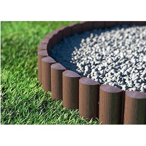 Brauner Rasenkantenzaun, 8 Stück, Länge 2,32 m, Höhe 17 cm, einfache Montage ohne Werkzeug – (1/5)