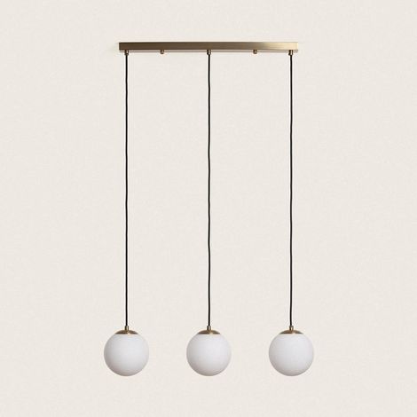 Lámpara Colgante Metal y Cristal Moonlight Brass 3 Focos Dorado