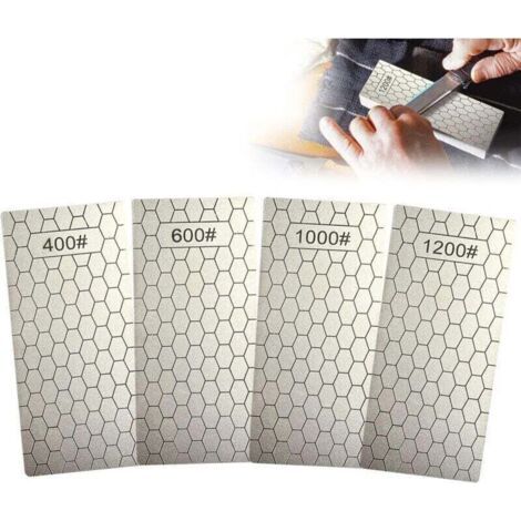 Set mit 4 Diamant-Schärfplatten, Diamant-Schärfstein mit Wabenstruktur, Körnung 400/600/1000/1200