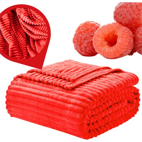 Couverture rouge 200x220cm rayures gaufrées couvre-lit grande protection élégante (1/5)