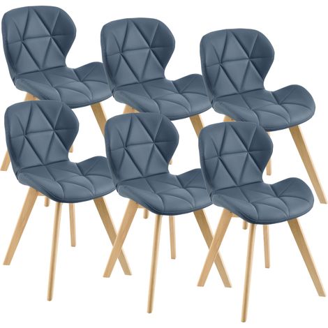 Esszimmerstuhl Älmhult 6-er Set 78x47x52 cm Kunstleder Blau [en.casa]