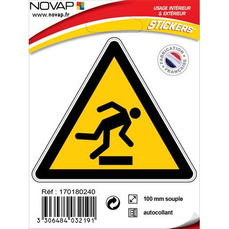 Panneau Danger risque de Trebuchement - Adhésif Triangle 100mm - 4032191