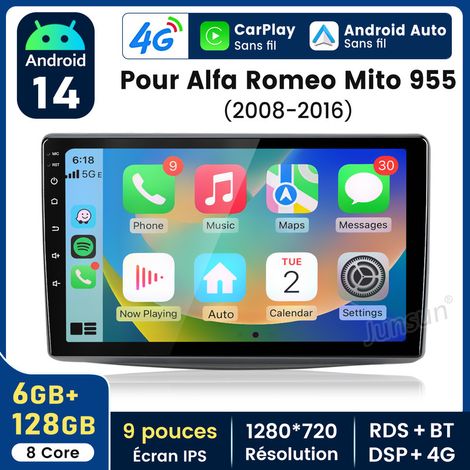 9 pouces Carplay Autoradio pour Alfa Mito 2008-2016 Android 6+128GB JUNSUN (1/4)