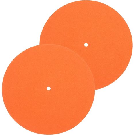2 Tapis pour Tourne-Disque 7'' Tapis en Feutre Orange (1/5)