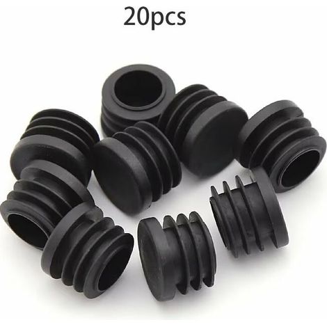 Tappi tondi in plastica, 20 pezzi, tappi terminali per tubi neri, tappi rotondi per sedie, tappi terminali per mobili, inserti per tubi per gambe/sedie (16 mm)