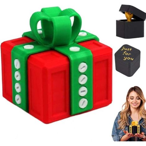 Nouvelle boîte à farces – La boîte cadeau « Vis agaçante et doigt d'honneur », puzzle 3D, jouet farce, boîte de Noël amusante avec cadenasRouge Vert (1/3)