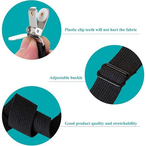 Tendeur Drap Housse Élastique Fixation Attache Sangle de Maintien Ajustable pour Drap Lit Canapé Housse de Repassage Noir (1/3)