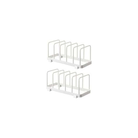 Tellerorganizer, Abtropfgestell, Tellerhalter, Tellerregal-Organizer, Schneidebrettaufbewahrung für Küchenarbeitsplatte und Schrank (Weiß, 2 Stück) - Crezuo (1/4)