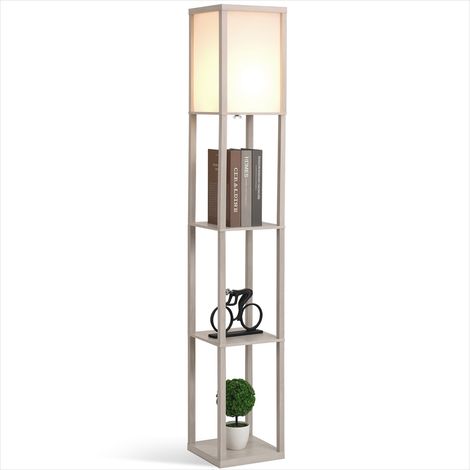 Lampe de table Lampadaire étagère 160 cm gris clair MDF 4 niveaux (1/5)