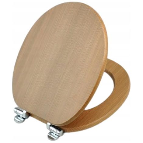 Sedile WC con chiusura ammortizzata, 37x5,5x49,5 cm, in MDF marrone, marca Nergis.