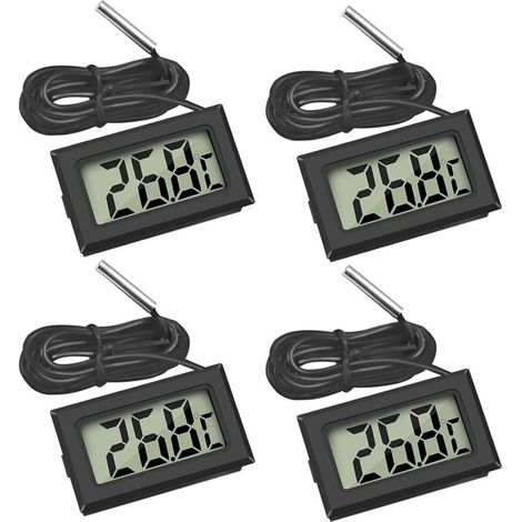 termometri digitali LCD con sonda esterna per frigorifero, congelatore e acquario (4 neri) (1/5)