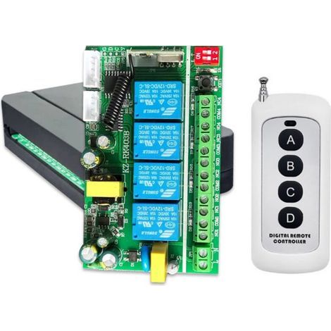 Vierkanaliger 220V-Funkfernbedienungsschalter, 433MHz-LED-Beleuchtungssteuerung, Vorwärts-/Rückwärtssteuerung für Schrankenmotor (mit Fernbedienung). (1/5)
