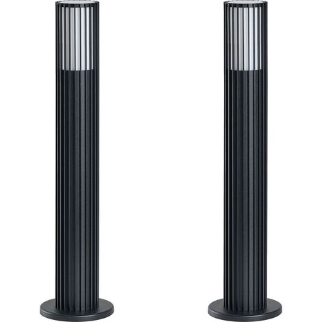 Lot de 2 Bornes Lumineuses Modernes d'Extérieur Lampes d'Allée 50 cm en Aluminium Noir Ernan (1/5)