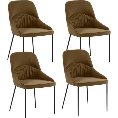 Set 4 Sedie Ginevra 54x63x89 cm in Tessuto Easy-Clean Marrone (1/5)