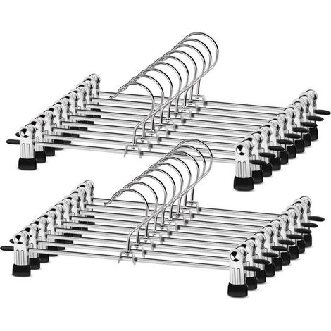 Hosenbügel - Rockbügel mit verstellbaren Anti-Rutsch-Clips - Platzsparende Metallbügel (16-30 cm) (1/2)