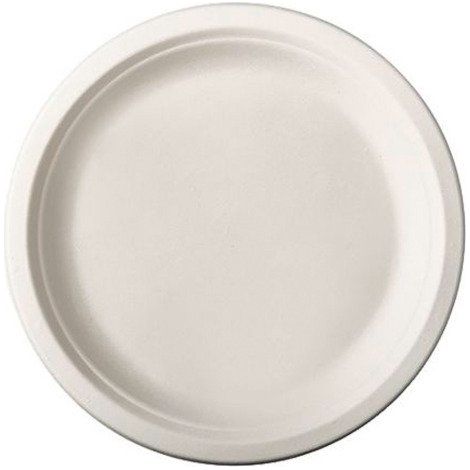 Assiette en canne à sucre Ø 23 cm, blanche - Lot de 50 (1/2)