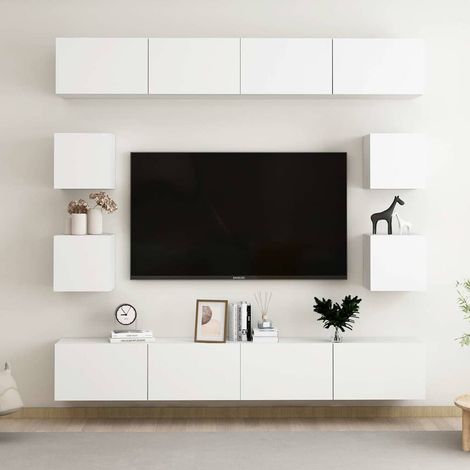 Ensemble de meubles TV 8 pcs-Banc TV-Meuble Télé Blanc Bois d'ingénierie 904421 (1/5)