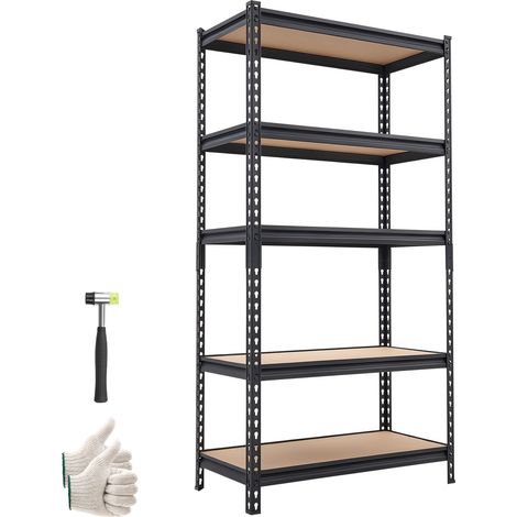 VEVOR Etagere Rangement 5 Niveaux Reglables 822x415x1594 mm Charge Lourde, Etagere Modulable, Capacite de Charge Totale 907,2 kg, Rayonnage Metallique pour Cuisine, Cave, Cellier et Salle de Bain (1/5)