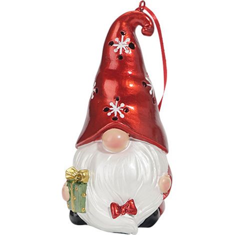 Boîte Cadeau Bonnet Rouge Décoration Sapin De Noël Avec Figurine Nain-KZQ (1/2)