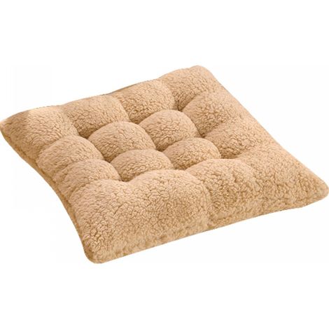 (40cm, Brown) Comfortable Artificial Lambswool Chair Cushion, Soft Fluffy Chair Seat Pad Plush Cushion for Home Office Meditation (1/5)