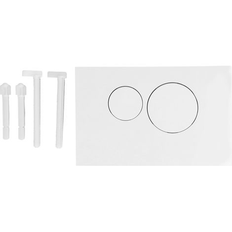 Panneau de Réservoir de Toilette Blanc ABS, Bouton Carré/Rond Double Chasse avec Colonnes Cachées