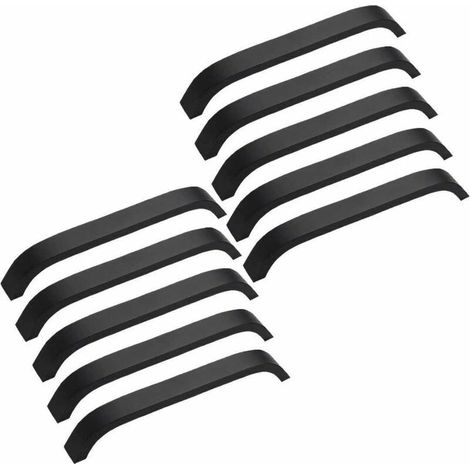 royaluxe - Lot de 10 Poignées de Meuble Cuisine Noires Poignées de Placard Porte Cuisine Meuble Placard Entraxe 160mm (1/5)