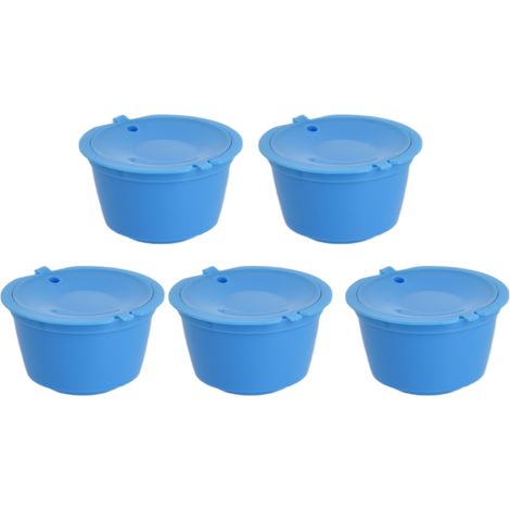5 Stück 50 ml wiederverwendbare Kaffeekapseln mit Löffel für DOLCE GUSTO Kaffeemaschinen (Blau) (1/5)