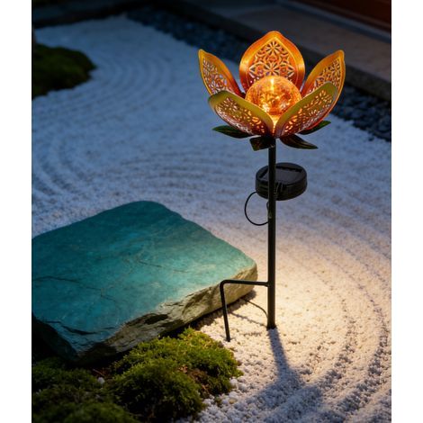 Lampe Solaire Piquet Soleil en Fer Ajouré - Lumière Jaune Éclairage Jardin Extérieur, Étanche & Décoration Paysage (1 pièce)-lsw (1/4)