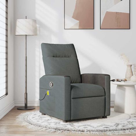 Massage Recliner Chair Dark Grey Fabric vidaXL (1/5)