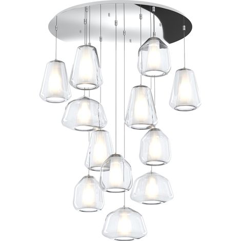 SOSPENSIONE CROMO 12 LUCI TONDA VETRI 3X ALPHA + 4X BETA + 5X GAMMA TRASPARENTI 1176CR-S12 T ABG-TR