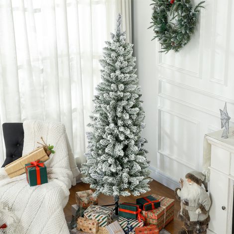 Árbol de Navidad Artificial Nevado 183 cm con 479 Ramas y Soporte de Metal Árbol de Navideño para Salón Interior Verde (1/5)