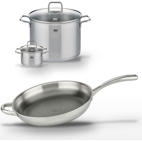 Lot Poêle 32cm & 2 Faitouts 14/26cm Elo Relief Evolution (1/5)